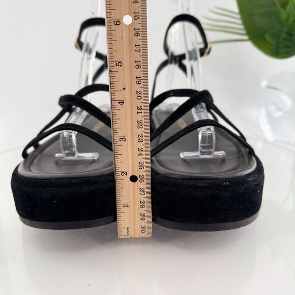 Stuart Weitzman Summerlift Platform Strappy Sandal Round Toe Black Size 10 Flat - Picture 5 of 16